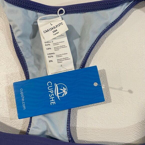 Cupshe Blue Sports Bra Swim Top Women’s Large – Racerback Bikini Top NWT - Picture 5 of 7